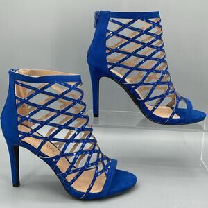 NEW Dream Pairs Women’s Strappy Stiletto Rhinestone Sandals Blue Size 8